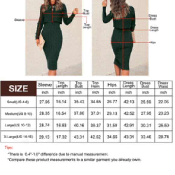 Women's 2 Piece Set Ribbed Knit Bodycon Midi Sweater Dress - Picture 5 of 5